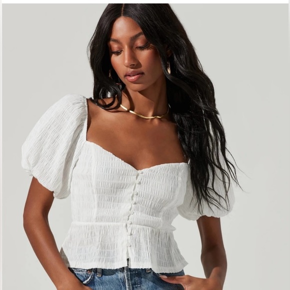 ASTR the Label White Puff Sleeve Blouse - Picture 1 of 6